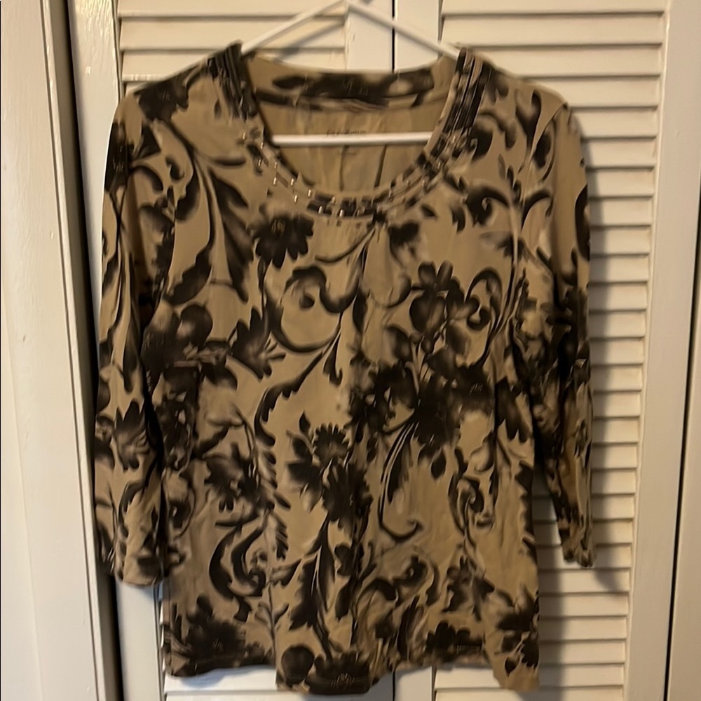Floral Black and Tan Women's Top